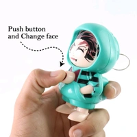 Cartoon Character Design Cute Action Figure Keychain – Cartoon-Inspired PVC Miniature Toy Keyring with Mixed Facial Expressions and Hooded Outfit