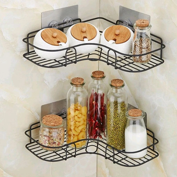 Stainless Steel Self-Adhesive Bathroom Corner Shelf Organizer Storage / Rack Storage Shelves / Corner Bathroom Storage Rack