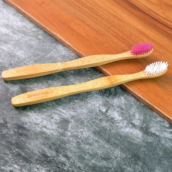 Set Of 4 Eco-Friendly Natural Bamboo Toothbrush with Medium Bristles – Single Pack Sustainable Oral Care for Adults