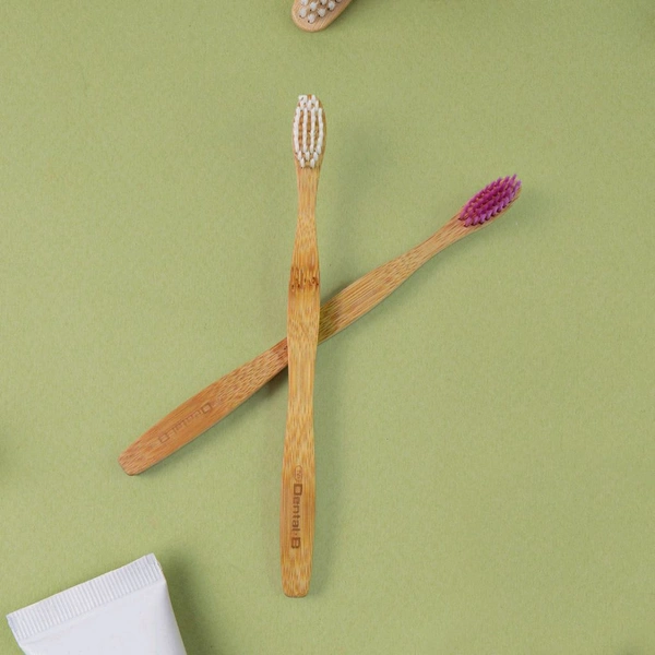 Set Of 4 Eco-Friendly Natural Bamboo Toothbrush with Medium Bristles – Single Pack Sustainable Oral Care for Adults