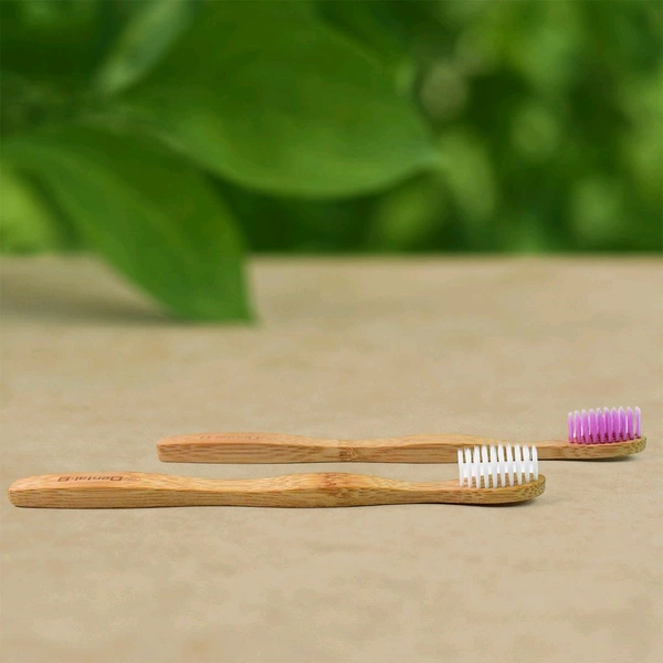 Set Of 4 Eco-Friendly Natural Bamboo Toothbrush with Medium Bristles – Single Pack Sustainable Oral Care for Adults