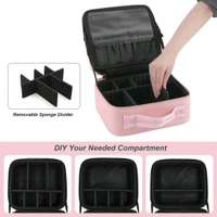Premium Pink LED Light Makeup Organizer Box with Touch Sensor Mirror – Portable Adjustable Cosmetic Storage Case with USB Charging