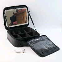 Premium Pink LED Light Makeup Organizer Box with Touch Sensor Mirror – Portable Adjustable Cosmetic Storage Case with USB Charging