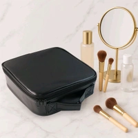 Premium Pink LED Light Makeup Organizer Box with Touch Sensor Mirror – Portable Adjustable Cosmetic Storage Case with USB Charging