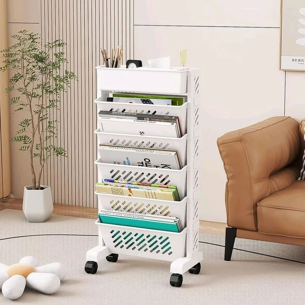 5-Tier organizer, mobile shelf, practical shelf organization of rotating plastic for office