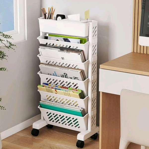 5-Tier organizer, mobile shelf, practical shelf organization of rotating plastic for office