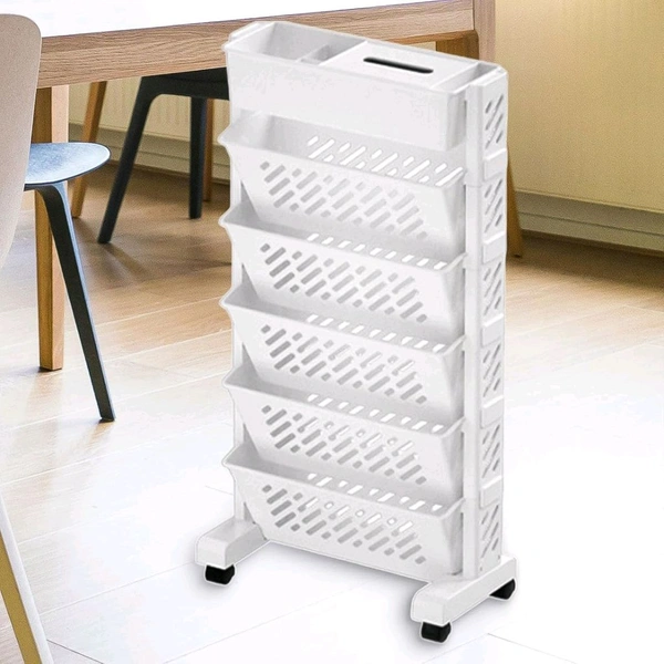5-Tier organizer, mobile shelf, practical shelf organization of rotating plastic for office