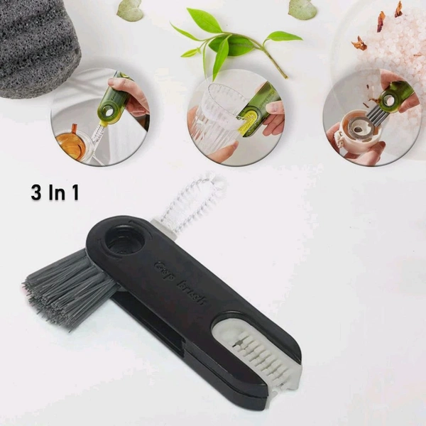 3 in 1 Multifunctional Cleaning Brush, Bottle Cleaning Brush, Cup Cleaner Brush, for Bottle Cup Cover Lid Home Kitchen Cleaning Tool