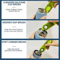 3 in 1 Multifunctional Cleaning Brush, Bottle Cleaning Brush, Cup Cleaner Brush, for Bottle Cup Cover Lid Home Kitchen Cleaning Tool