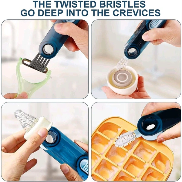 3 in 1 Multifunctional Cleaning Brush, Bottle Cleaning Brush, Cup Cleaner Brush, for Bottle Cup Cover Lid Home Kitchen Cleaning Tool
