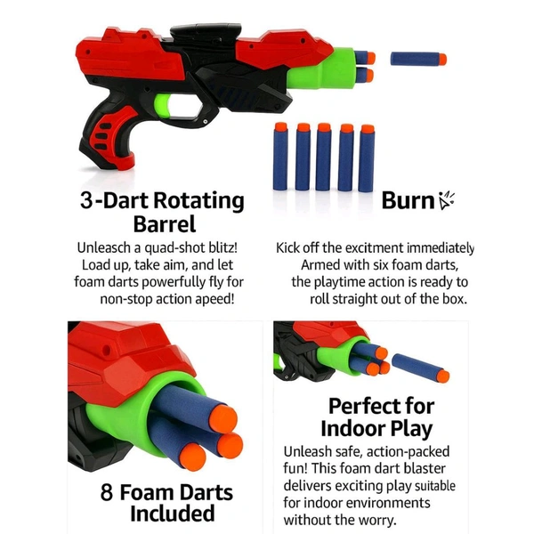 X Launcher Soft Bullet Dart Gun Toy for Kids – Manual Shooting Dart Blaster Gun with 8 Soft Foam Bullets – Safe and Fun Target Shooting Game for Indoor & Outdoor Play