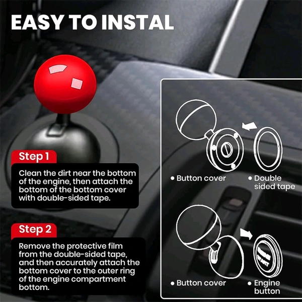 Ball Design Car Push Start Button Rocker / Cover Push Start Button Cover Durable Easy-Install Car Starter Button Universal Fit for Vehicle DIY Modification and Personalization for Decorative Car Accessories (1 Pc)