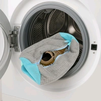 Heavy-Duty Reusable Shoe Washing Bag for Washing Machine with Zip Closure and Soft Microfiber Inner Padding