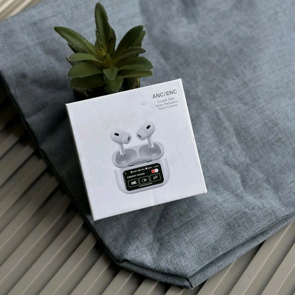TWS Pro 2 Bluetooth Earbuds with Smart Display & Free Silicone Case – Wireless Charging, ANC, Auto Pause, Pop-up Pairing