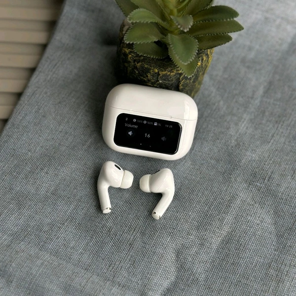 TWS Pro 2 Bluetooth Earbuds with Smart Display & Free Silicone Case – Wireless Charging, ANC, Auto Pause, Pop-up Pairing