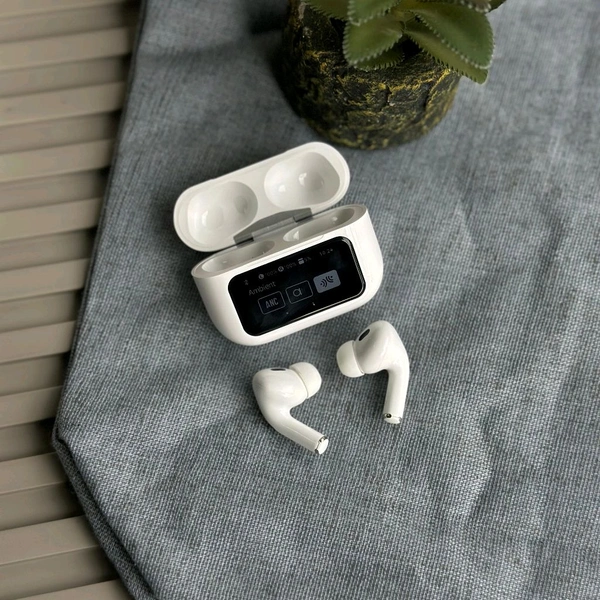 TWS Pro 2 Bluetooth Earbuds with Smart Display & Free Silicone Case – Wireless Charging, ANC, Auto Pause, Pop-up Pairing