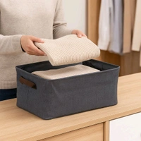 Foldable Storage Box Handles, Cotton And Linen Storage Bins And Baskets Organizer For Nursery, Closet, Bedroom, Home