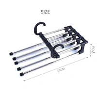 Household Plastic & Stainless Steel 5 In 1 Multi-Layered Mass Pant Hangers, Folding Storage Pant Rack Shelves - Pack Of 2
