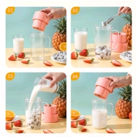 Portable Crusher Juicer With Handle & Straw for Smoothie Sipper USB Rechargeable Multi Stainless Steel Blades Compact Juicer Mixer, Juicer Portable Fresh Juice Blender Portable Electric Juicer (420 ML)