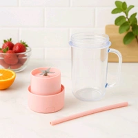 Portable Crusher Juicer With Handle & Straw for Smoothie Sipper USB Rechargeable Multi Stainless Steel Blades Compact Juicer Mixer, Juicer Portable Fresh Juice Blender Portable Electric Juicer (420 ML)
