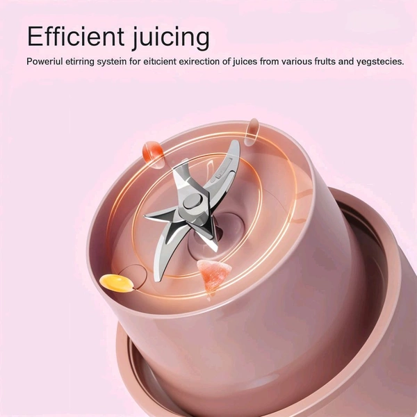 Portable Crusher Juicer With Handle & Straw for Smoothie Sipper USB Rechargeable Multi Stainless Steel Blades Compact Juicer Mixer, Juicer Portable Fresh Juice Blender Portable Electric Juicer (420 ML)
