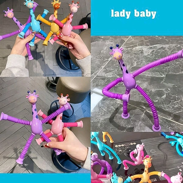 Giraffe Telescopic Suction Cup Toys, Shape Changing Telescopic Tube Fidget Toys, Tubes Fidget Tubes Sensory Toys Party Favors for Kids Girls Boys  - 2