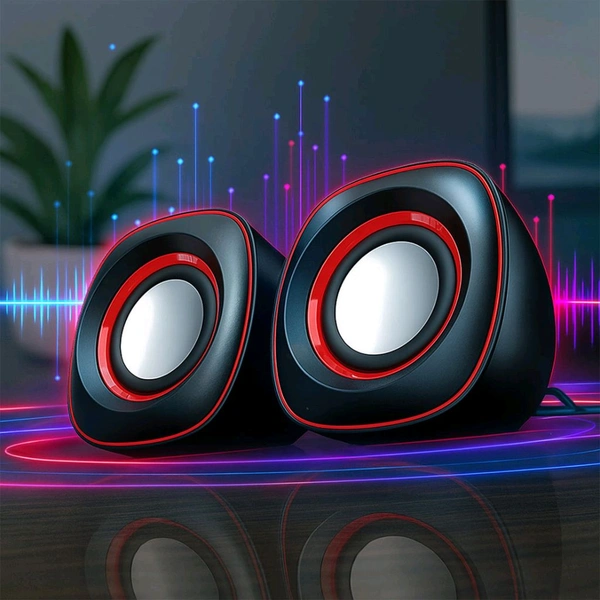 Pc Speakers, Computer Speakers for Desktop 2.0 USB-Powered Mini Computer Speaker with Subwoofer, USB Powered Laptop / Desktop PC 2.0 Mini Portable 2 Speakers (1 Set)