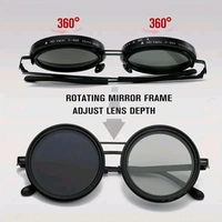 Adjustable Lens Sunglasses | Steampunk Style Retro Round Frame | 9-Level Brightness ND Filter for Day & Night Use - Silver