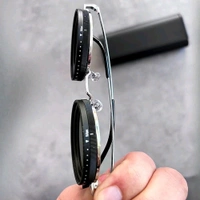 Adjustable Lens Sunglasses | Steampunk Style Retro Round Frame | 9-Level Brightness ND Filter for Day & Night Use - Silver