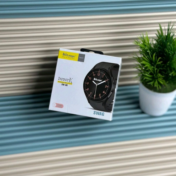 Hitage SW-88 Swag Smartwatch with Dual Bluetooth, Fitness & Health Tracking, BT Calling, Music Control, Motion Sensors, and Wireless Charging - 3 Months Cybzone Warranty