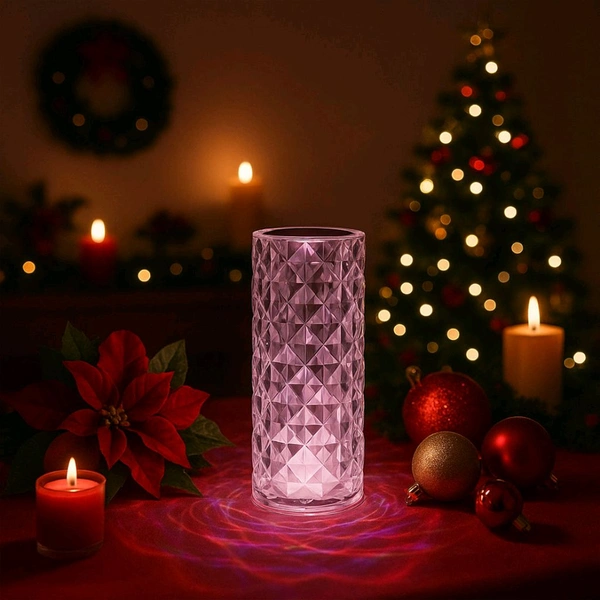 Crystal LED Touch Table Lamp with Remote Control – USB Powered 3D Diamond Cut Multicolor Night Light for Home Décor, Bedroom, and Gift Use