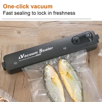 Vacuum Sealer Machine With 10 Pcs Bag, Automatic Hands-Free Air Sealing Machine, Smart 60Kpa Vacuum Sealer with Cutter Food Sealer for Food Preservation Convenient Storage Dry & Moist Food Modes (1 Set)