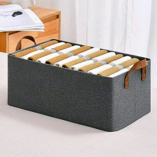 Cloth storage baskets, closet storage bins, Canvas Fabric Storage Basket for shelves, basket organizers for shelf, storage bins for clothes (48×27 Cm)