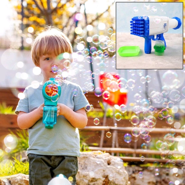 32 Holes Big Rechargeable Powerful Machine Bubble Gun Toys for Kids Adults, Bubble Makers, Big Rocket Boom Bubble Blower Best Gifts (1 Set)