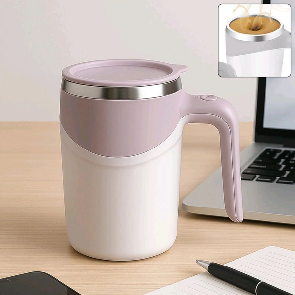 Stirring Coffee Mug | Magnetic Stirring Coffee Cup | Stainless Steel Mug for Milk | Travel Mixing Cup | Self Stirring Coffee Mug, Suitable for Coffee / Milk / Hot Chocolate