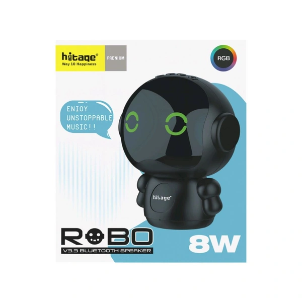 Hitage Robo 8W Bluetooth Speaker with RGB Lights, TWS, FM & USB Support