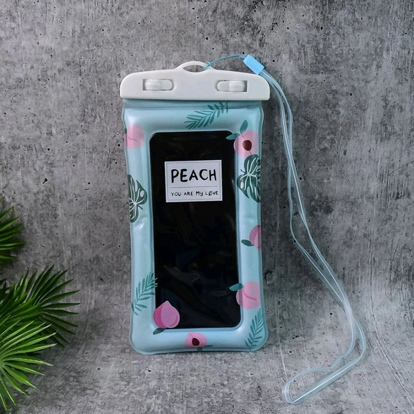 Waterproof Peach Transparent Mobile Pouch with Neck Strap – Touchscreen Dry Bag Cover for Smartphones - Pack Of 2