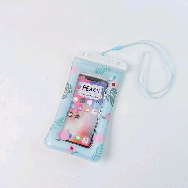 Waterproof Peach Transparent Mobile Pouch with Neck Strap – Touchscreen Dry Bag Cover for Smartphones - Pack Of 2