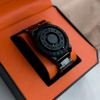 New Magnetic Ball Watch for Men – Unique Rotating Dial, Luxury Black Steel Strap, Minimal Arabic Numerals, Fashion Business Casual Timepiece - Roman Spiral