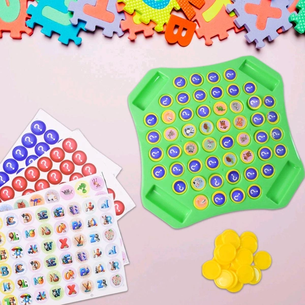 Flip & Match Educational Puzzle Game Toy with Pop Board, Stickers, and Tokens – Interactive Learning and Fun Memory Game for Kids (1 Set)