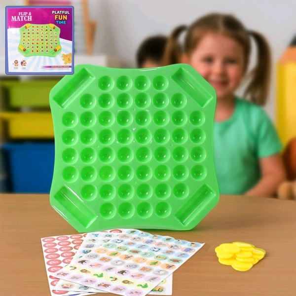 Flip & Match Educational Puzzle Game Toy with Pop Board, Stickers, and Tokens – Interactive Learning and Fun Memory Game for Kids (1 Set)