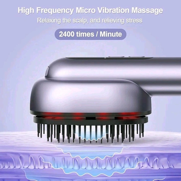 Purple Scalp Massager with Vibration, Red Light Therapy & Mist Function 
