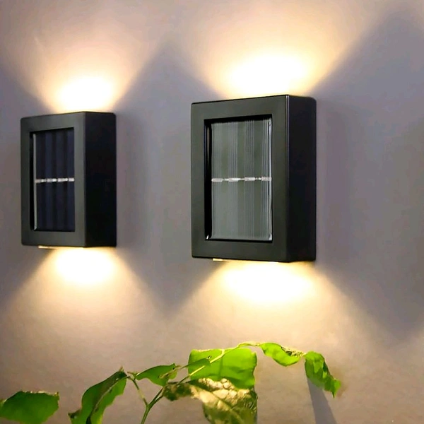 2 Solar Wall Lights Small Fence Lights Solar Powered Up Down LED Porch Light Garden Lights Outdoor Solar Landscape Lights Waterproof Light 