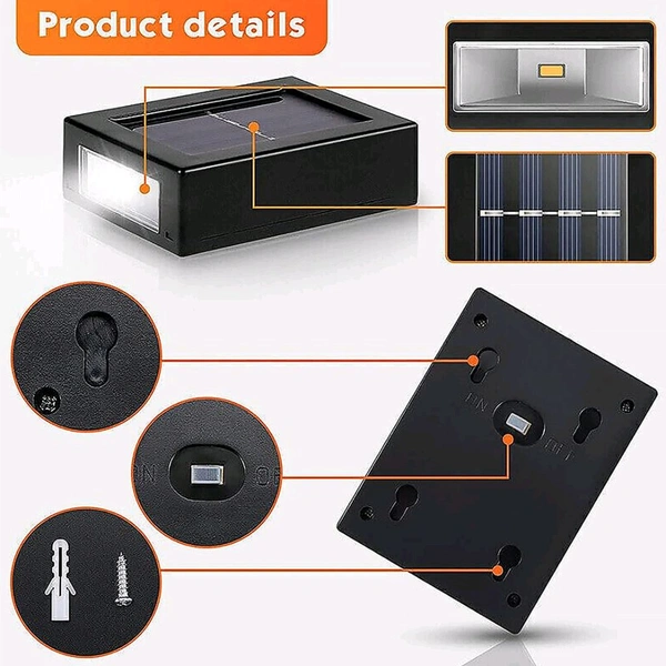 2 Solar Wall Lights Small Fence Lights Solar Powered Up Down LED Porch Light Garden Lights Outdoor Solar Landscape Lights Waterproof Light 