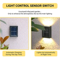 2 Solar Wall Lights Small Fence Lights Solar Powered Up Down LED Porch Light Garden Lights Outdoor Solar Landscape Lights Waterproof Light 