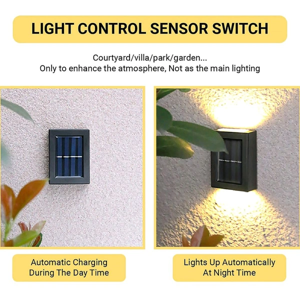 2 Solar Wall Lights Small Fence Lights Solar Powered Up Down LED Porch Light Garden Lights Outdoor Solar Landscape Lights Waterproof Light 