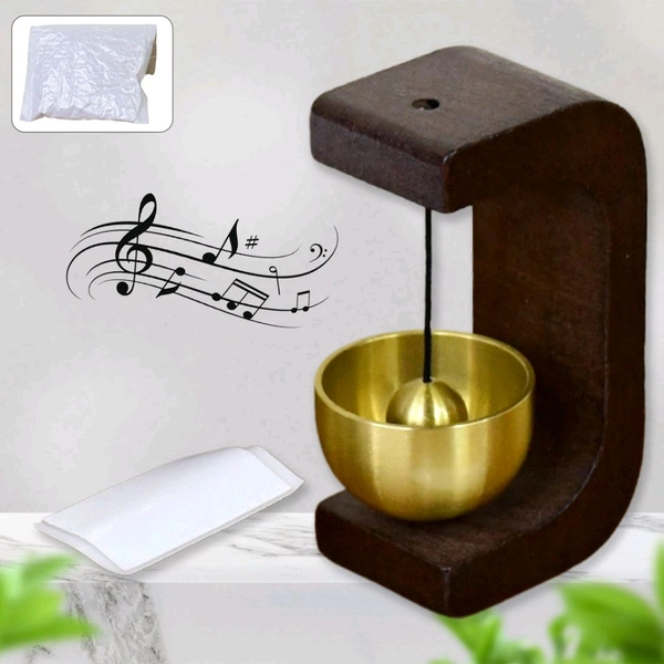 Premium Desktop Japanese-Style Zen Bell for Meditation and Mindfulness – Wooden Stand with Brass Chime Ball