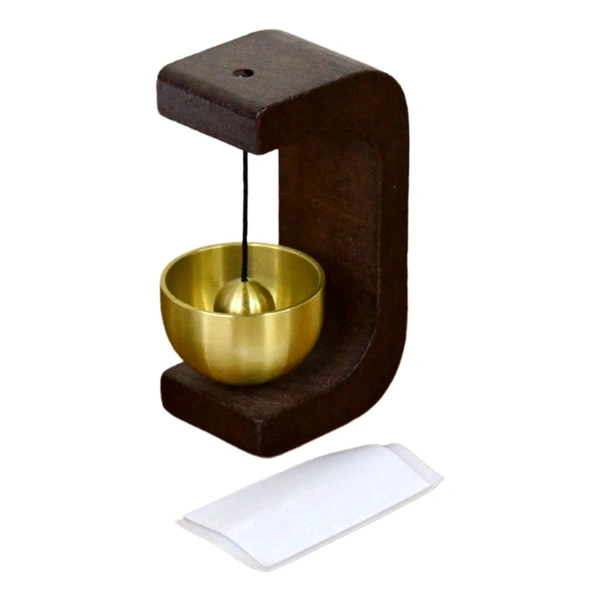 Premium Desktop Japanese-Style Zen Bell for Meditation and Mindfulness – Wooden Stand with Brass Chime Ball