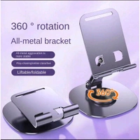 Mobile Stand Foldable & 360° Rotatable Mobile Stand Multiple Height & Angle Adjustments, Stable Metallic Round Base Weight of Any Phone or Tablet
