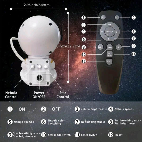 Premium Astronaut Galaxy Projector Night Light with Remote Control – Starry Sky Nebula Projector Lamp for Bedroom, Home Décor, and Parties